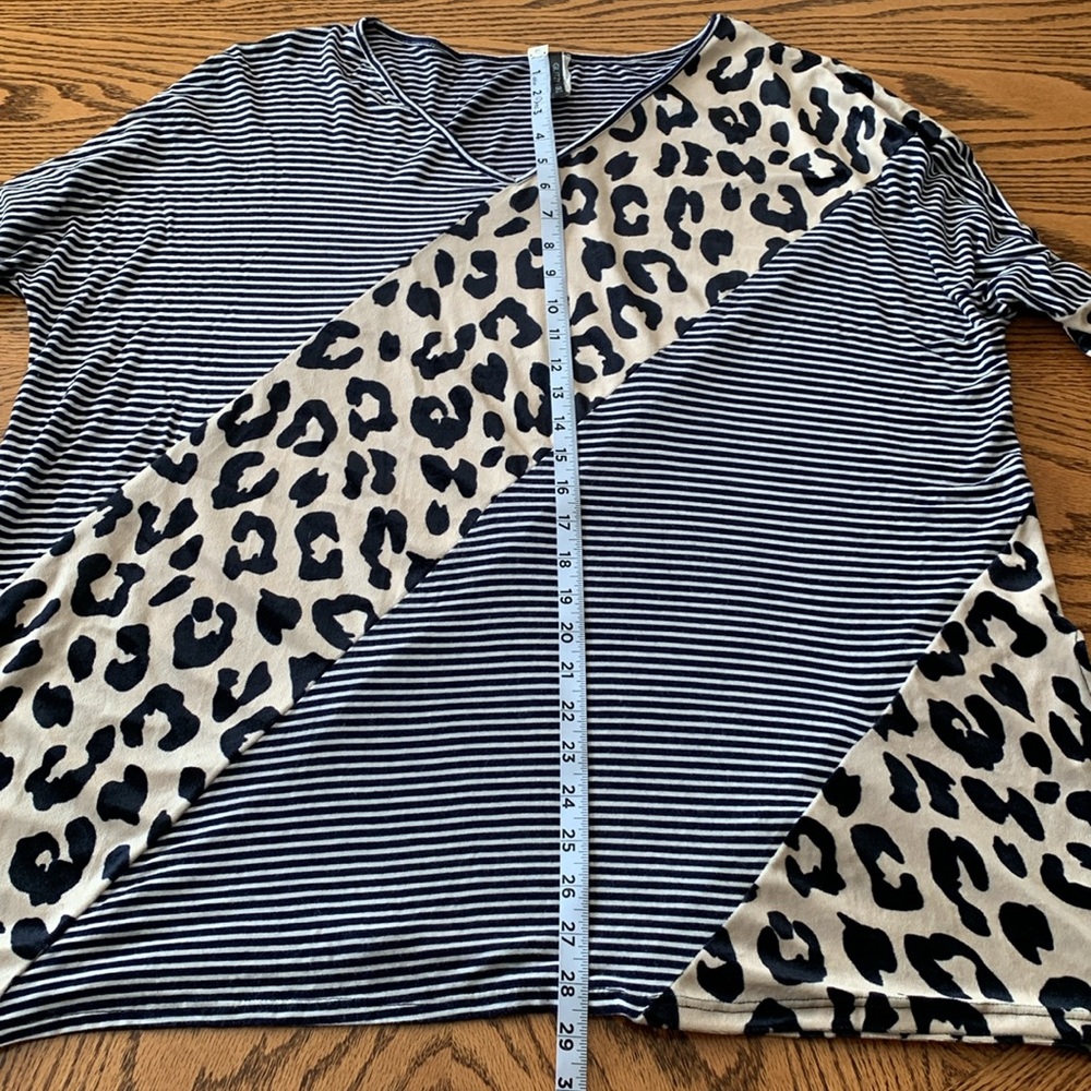 Glitzy Girlz Black & White Striped and Leopard Print Long Sleeve Shirt - Picture 5 of 9